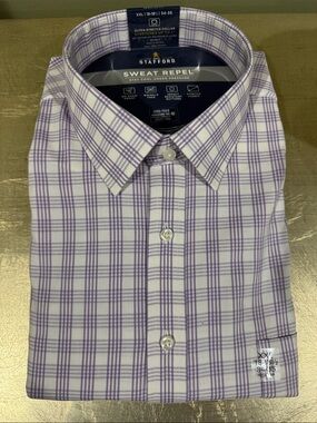 Stafford Lavender Plaid Dress Shirt